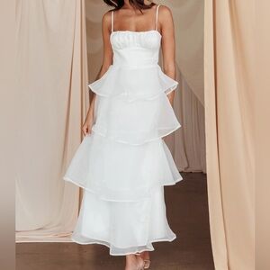 Selfie Leslie White Tiered Dress